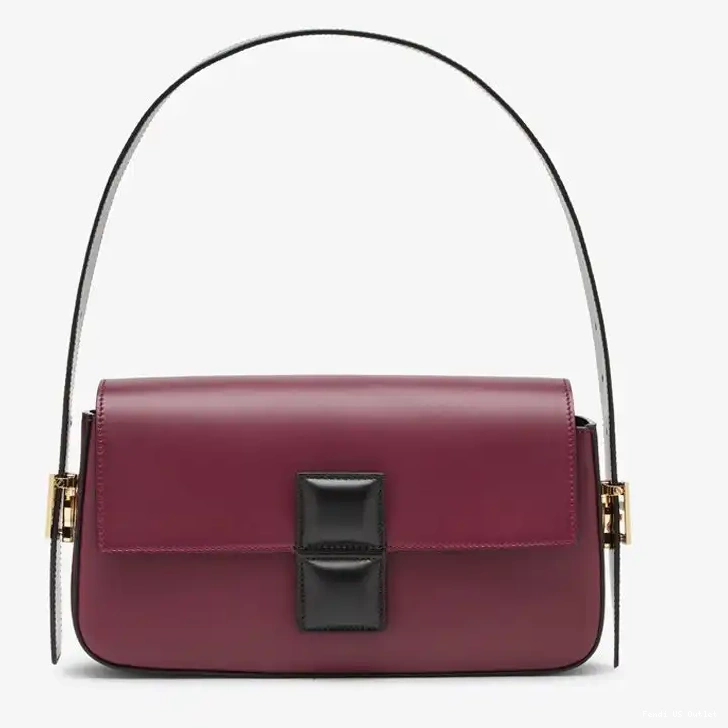 Medium Nappa Baguette Twist Leather In Bag Burgundy Fendi 0507